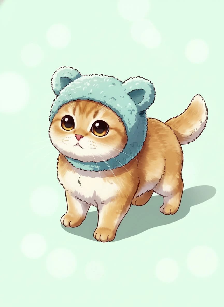 Anime style AI cat portrait result