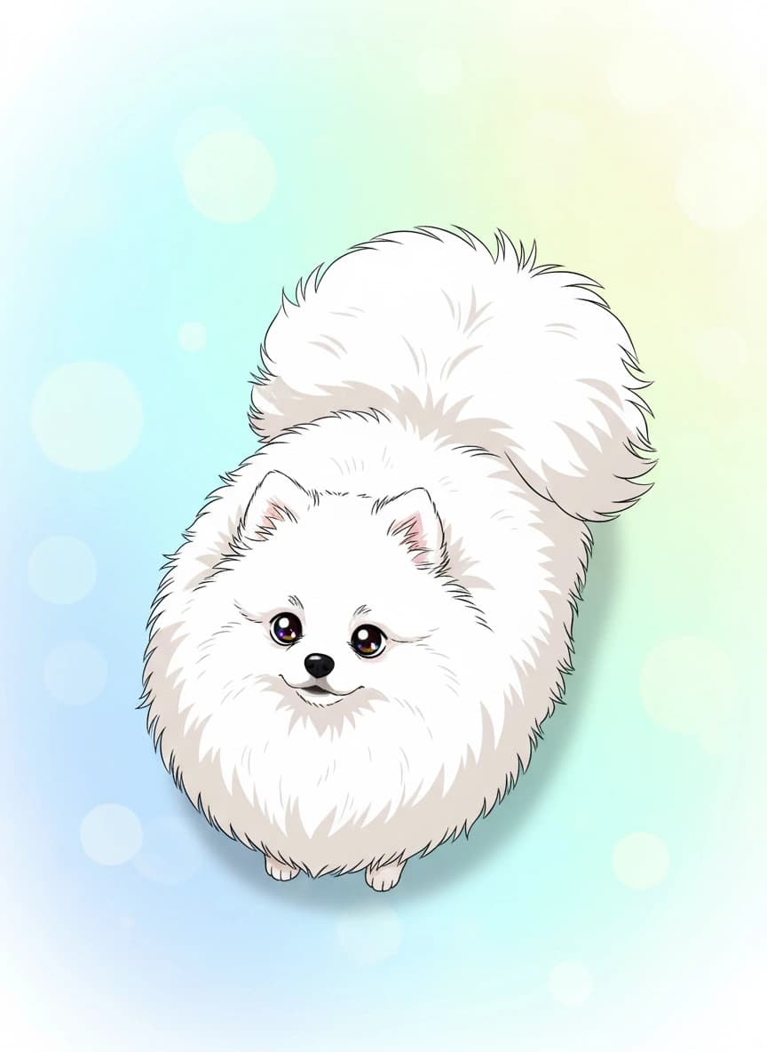 Anime style AI dog portrait result