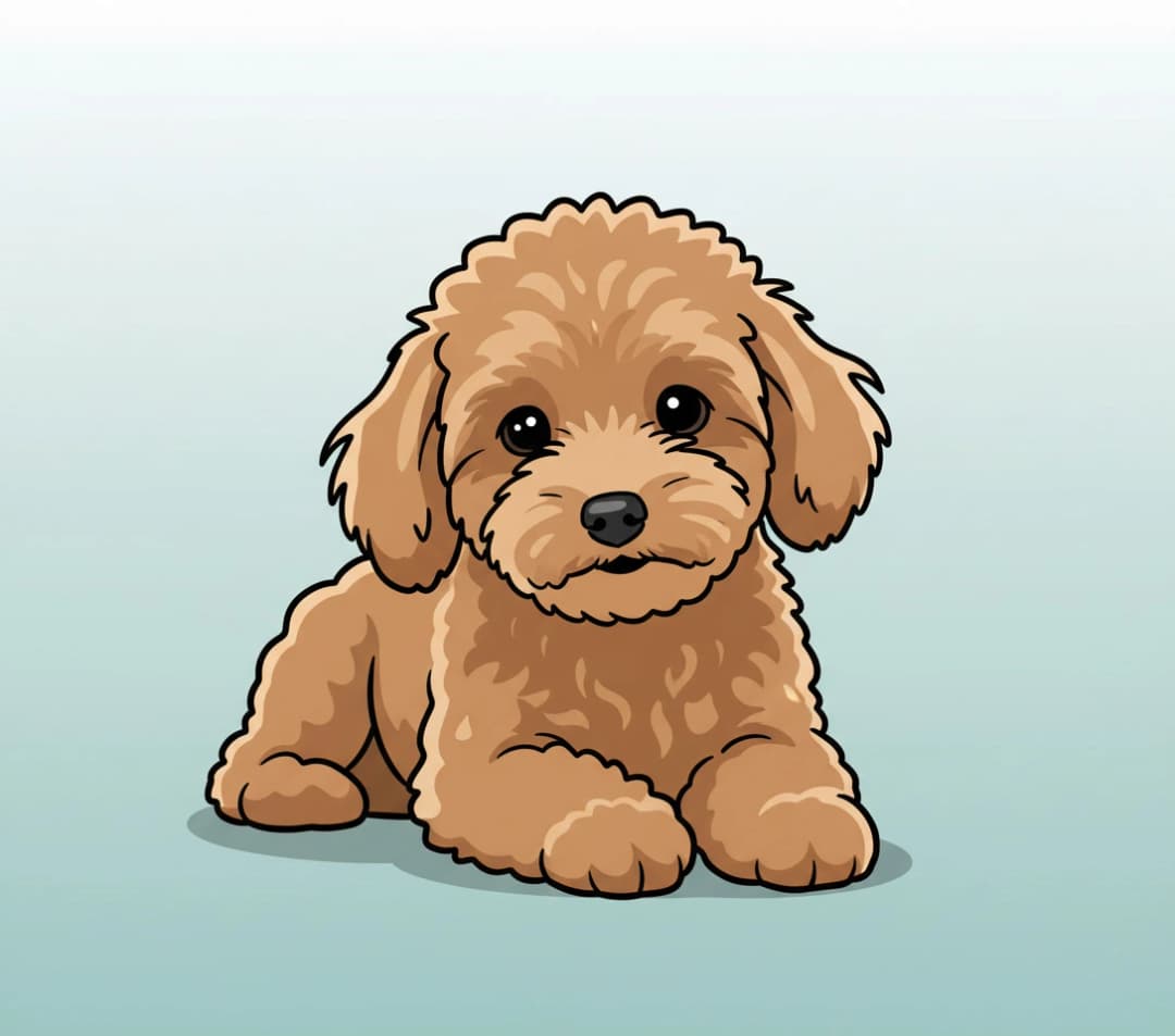 Cartoon style AI dog portrait example