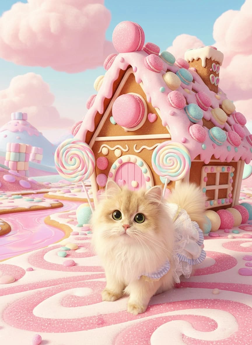 Fantasy style AI cat portrait result