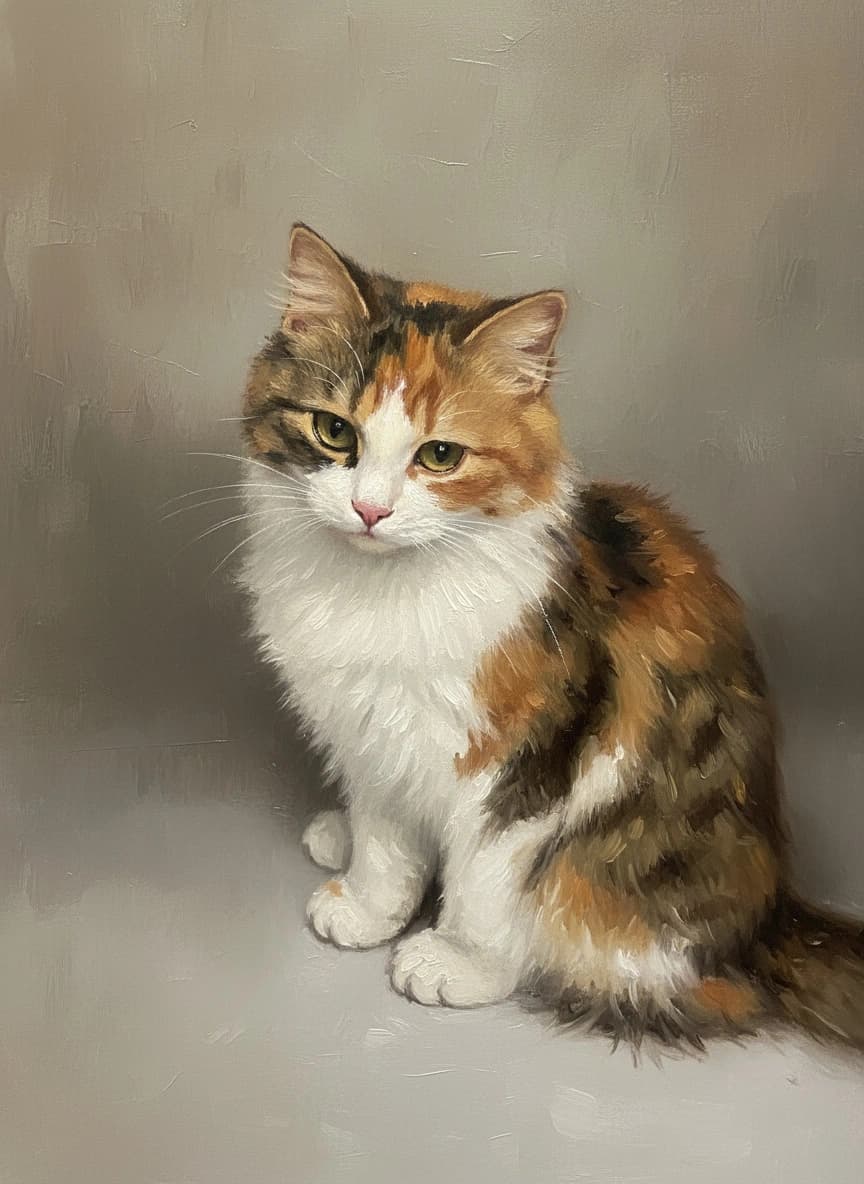 Oil style AI cat portrait result