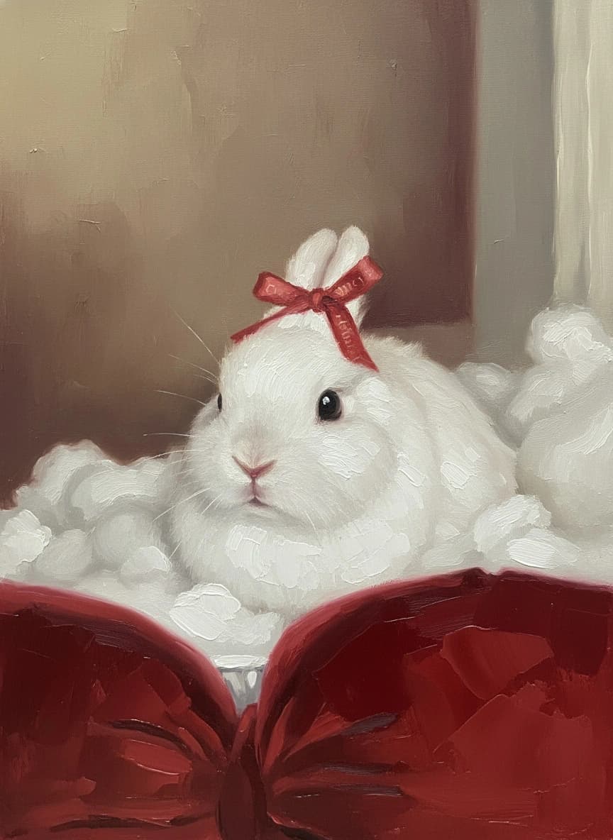 Oil style AI rabbit portrait result
