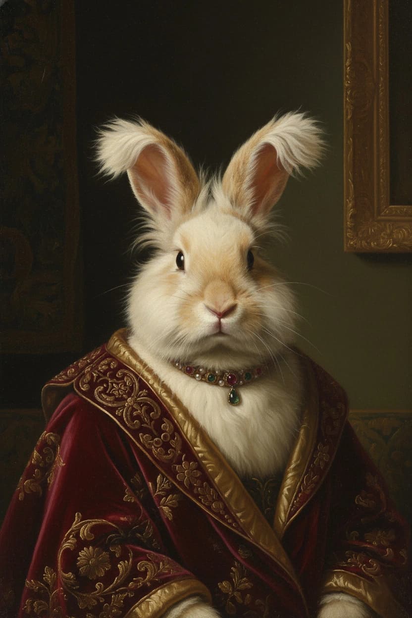 Royal style AI rabbit portrait result