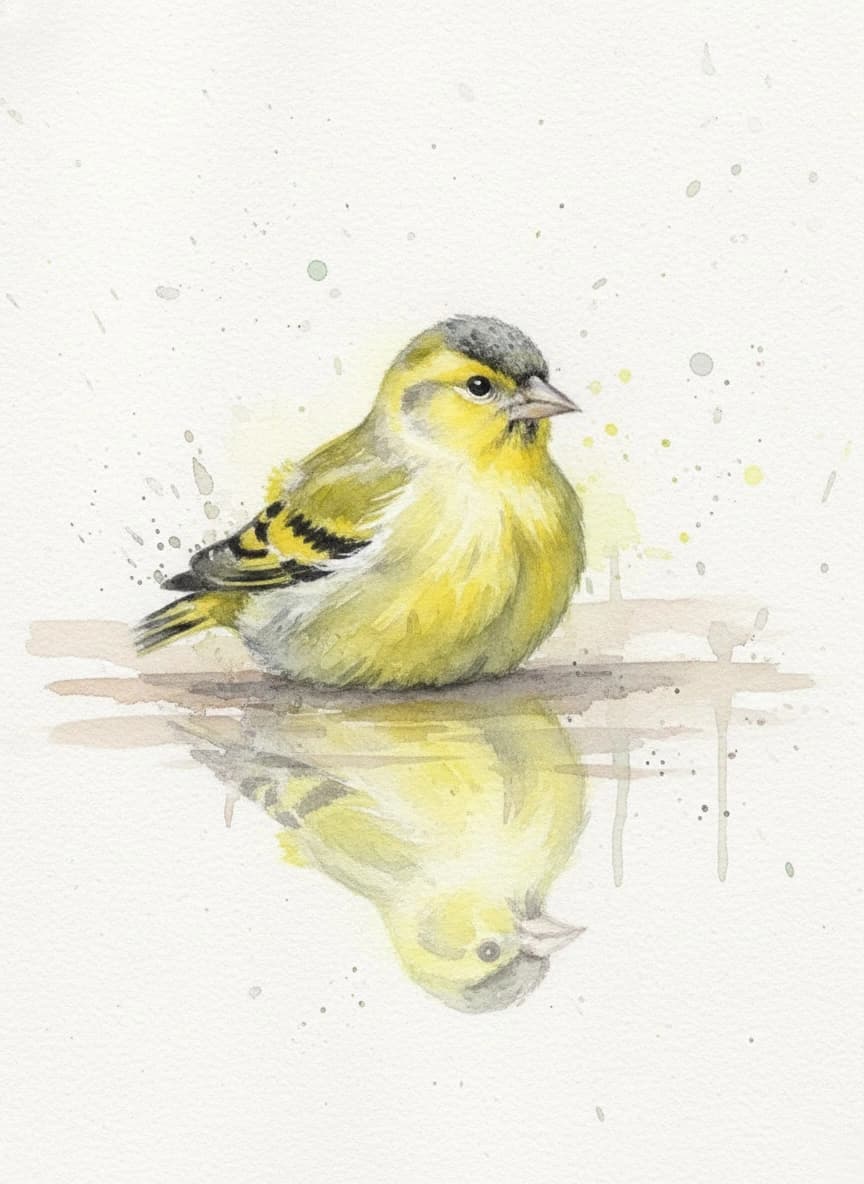 Watercolor AI bird portrait example