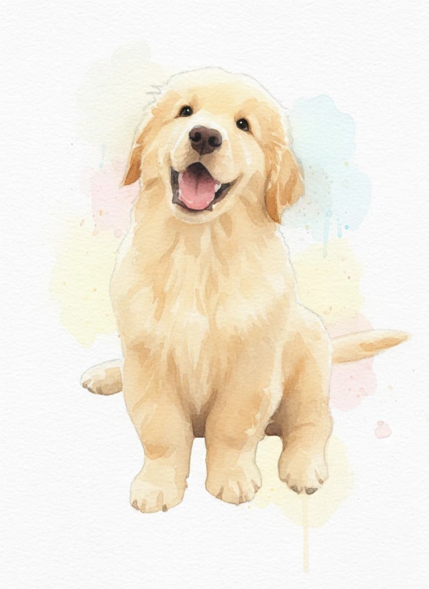 Watercolor style AI dog portrait result