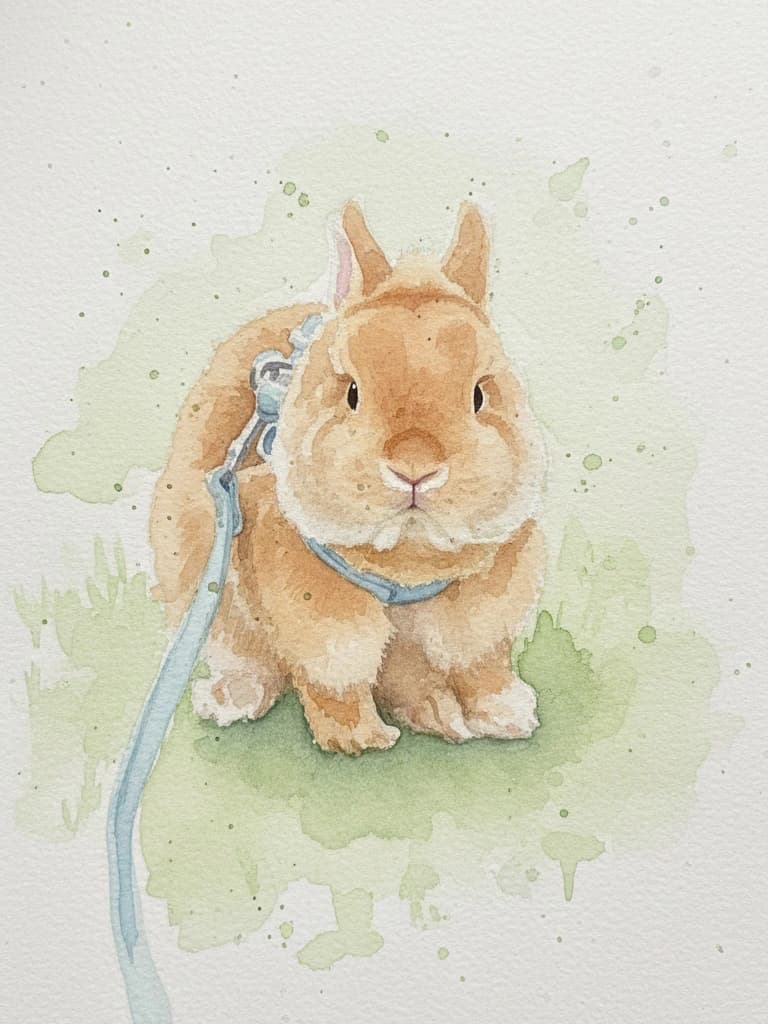 Watercolor rabbit portrait example